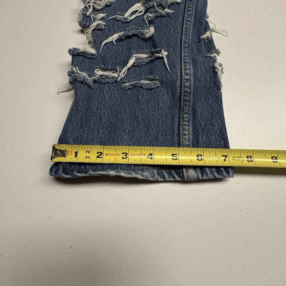 Levi's 501xx Series Medium Wash Distressed Straight Fit Button Fly Jeans red tag